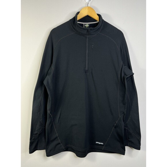 Patagonia Capilene Polartec Base Layer 1/4 Zip Men's Pullover XL Black Pocket - Picture 1 of 10